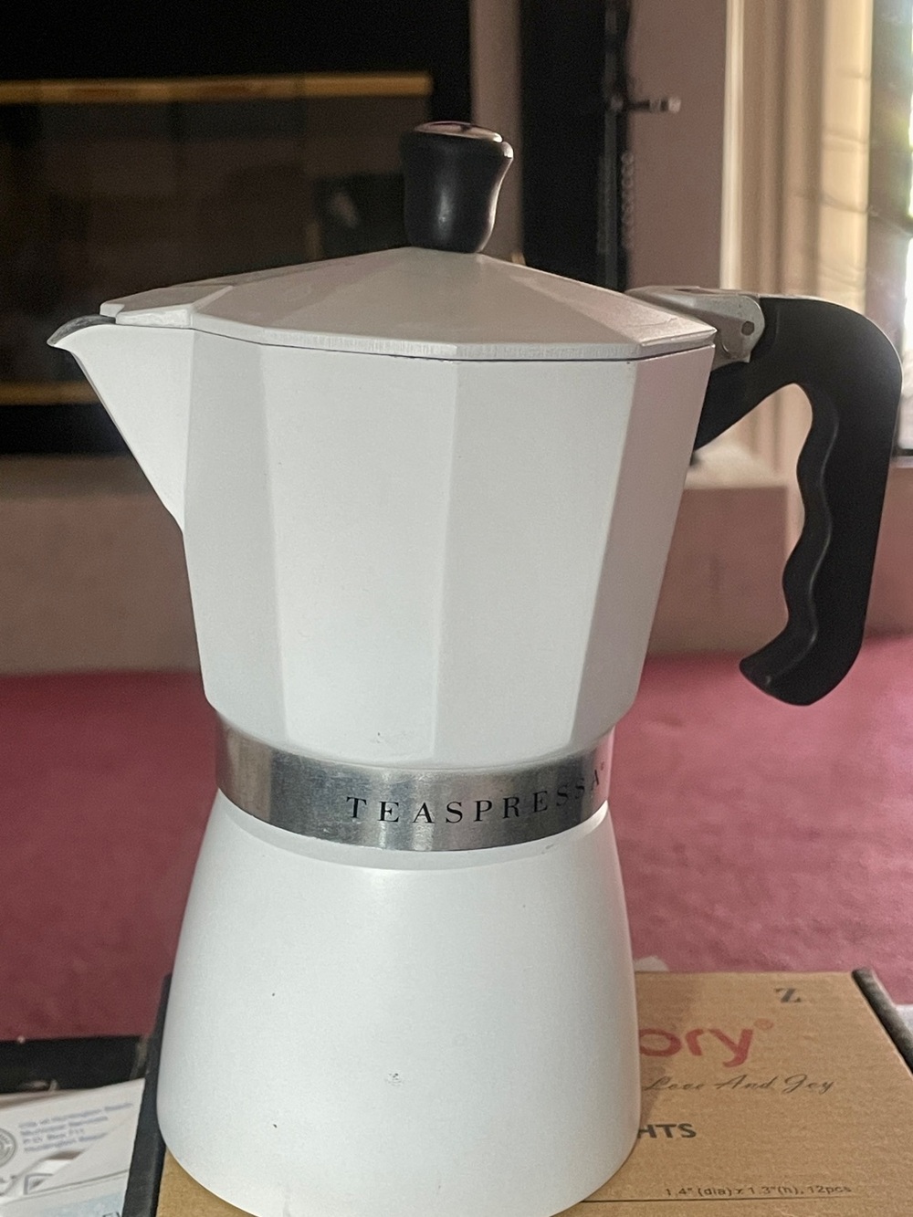 Teaspressa White Stovetop Coffee Maker Moka Pot with Black Handle brand New
